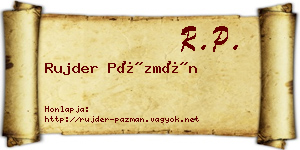 Rujder Pázmán névjegykártya